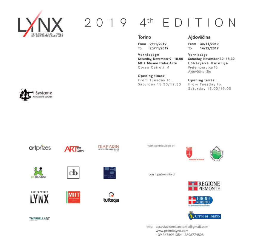 ‘PREMIO LYNX 2019’ . MUSEO MIIT – DAL 9 AL 23 NOVEMBRE 2019